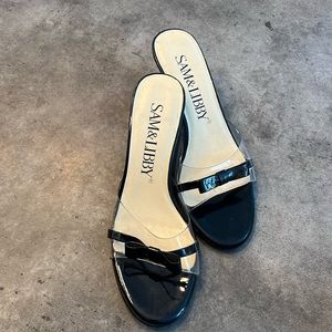 Sam & Libby Black Clear Bow Slide Heels